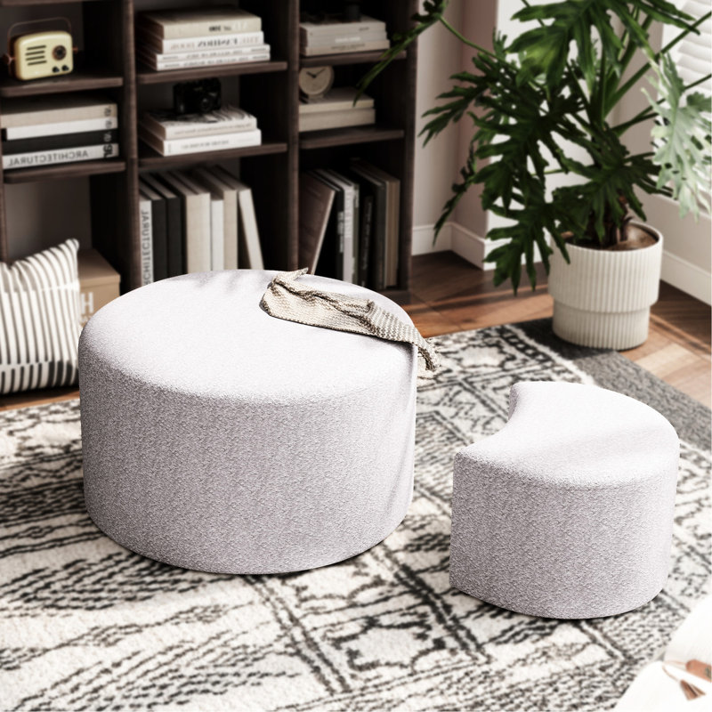 Upholstered Side Tables Nesting - Beige Foam Padding For Bedroom Fabric Coffee Table & Living Room