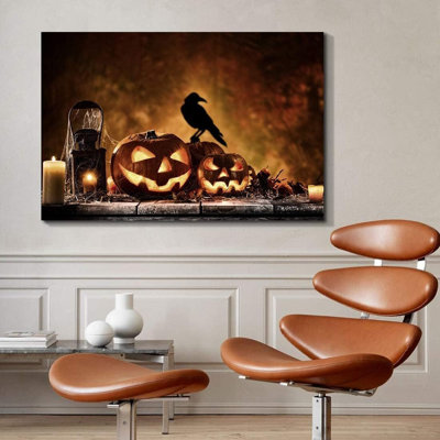 Décoration de citrouille-lanterne d'Halloween Loreita avec corbeau