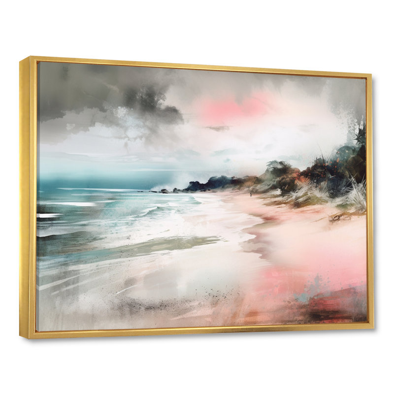 «Ocean's Embrace V», reproduction sur toile encadrée, H 12 po x l 20 po x P 1 po, Cadre flottant doré