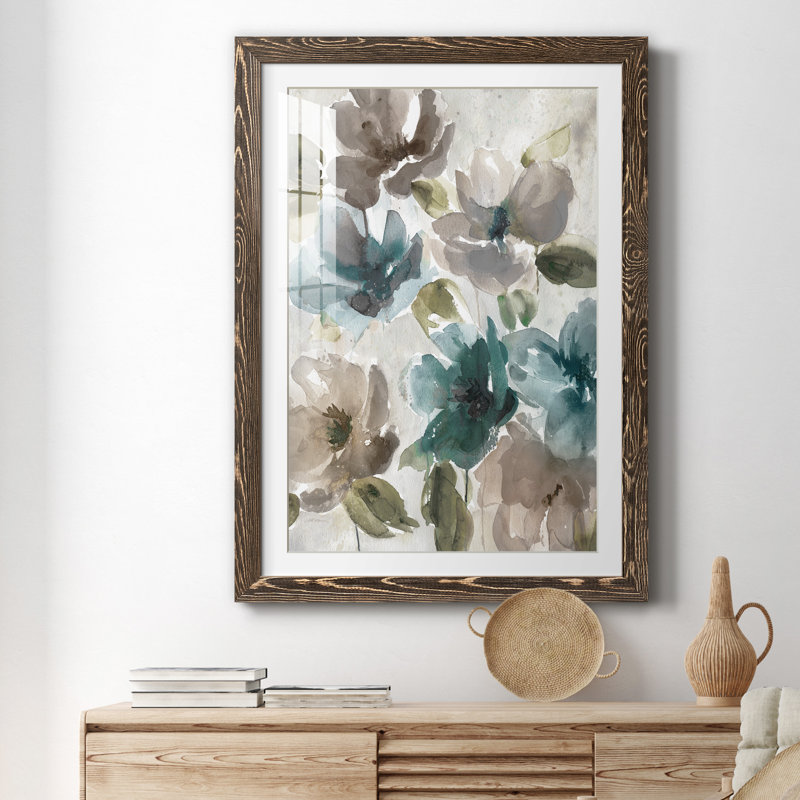 Topaz Garden I - peinture encadrée, H 44 po x l 31 po x P 1 po, Noyer