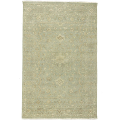 Tapis oriental transitionnel discret à motif floral turquoise 6 x 9 | 5 pi 11 po x 9 pi 2 po