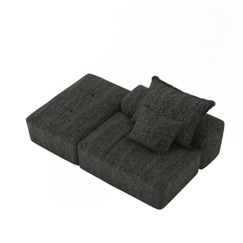 Modern Oversized Modular Sectional Sofa, Black