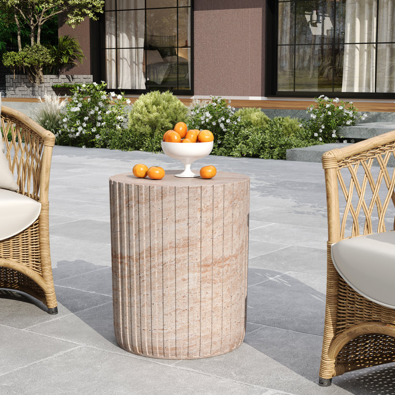 Joss Main Halona Round Magnesium Oxide Outdoor Side Table
