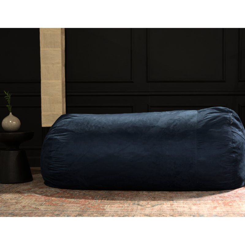 Fauteuil à billes cylindrique en daim bleu minuit - 6,5 pieds, pied de conception douce et confortable, Marine