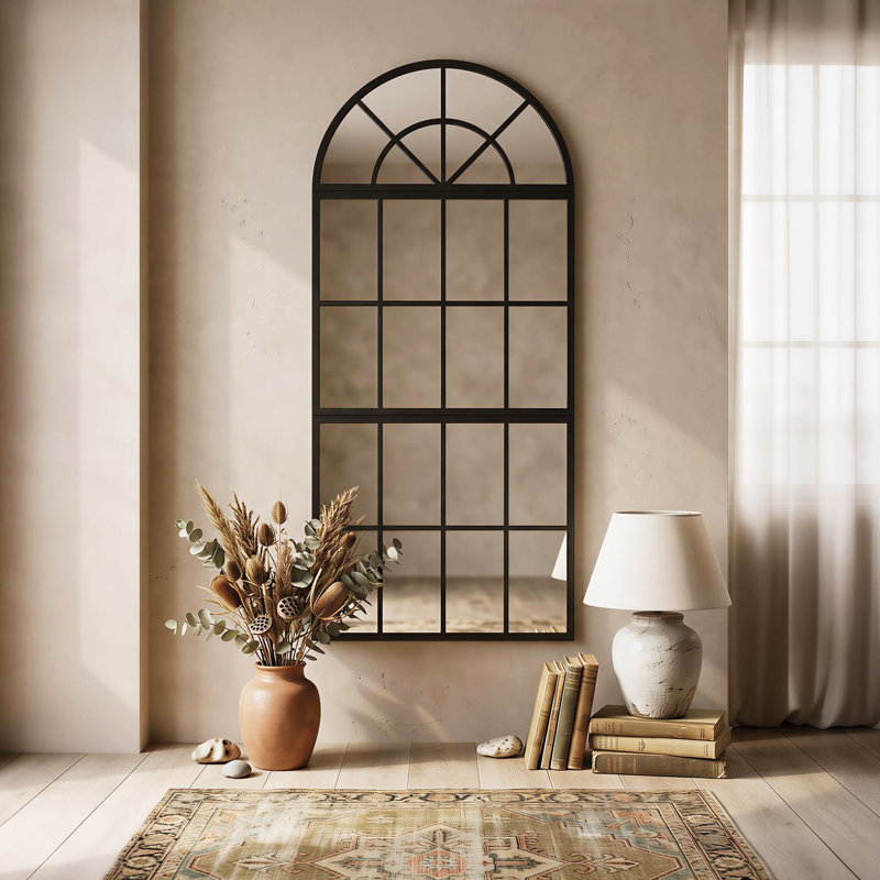 HOMCOM Large Arched Wall Mirror with 3-Piece and Tempered Glass