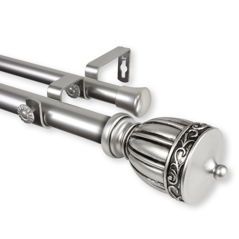 Tringle à rideaux double ajustable Talbot, 66 po à 120 po, Nickel satiné