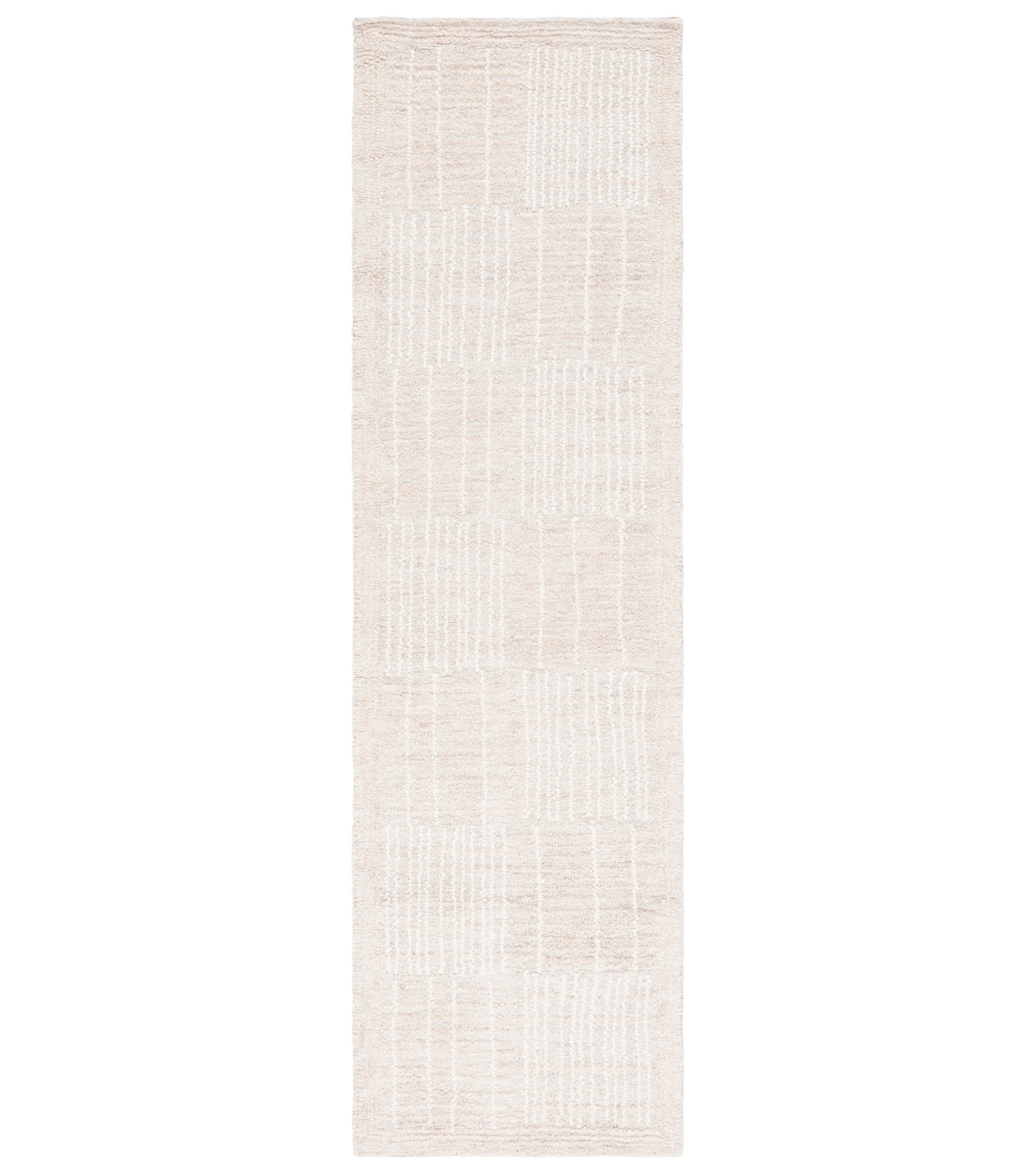 Arwen Geometric Hand Tufted Wool/Cotton Area Rug in Light Brown/Ivory, Runner 2'3" x 7'