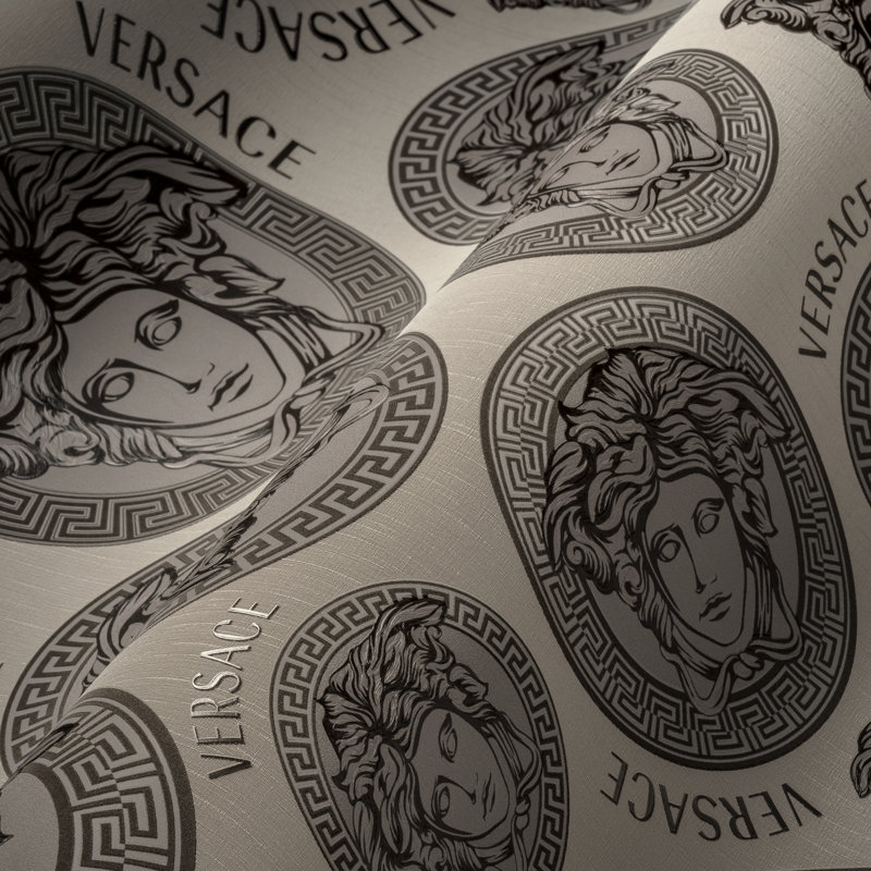 Versace Midnight Sky Monarch Unpasted Vinyl Wallpaper, Beige/Black