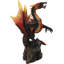 Figurine de volcan en pierre avec des ailes de feu et des pointes sur un volcan