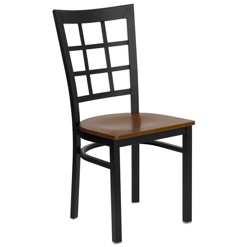Prompton Window Back Metal Restaurant Chair, Cherry