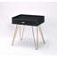 Table d'appoint 23,5 po Mid-Century Allen noire avec pieds en épingle à cheveux en cuivre