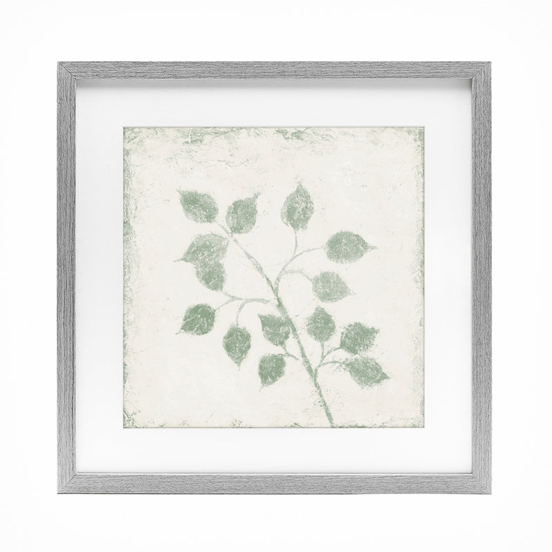 «August Leaves Plant Sprig», reproduction encadrée sous verre, conception de Michael Marcon, Cadre de ferme gris