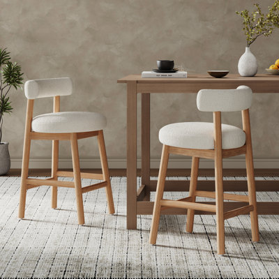 Colten 26.77" Seat Height Upholstered Counter Stools With Rubberwood Frame