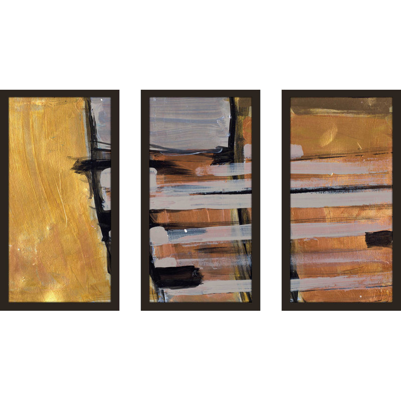 Golden Squares I par Merri Pattinian - cadre photo 3 pièces, impression multi-pièces, L 40,5 po x H 25,5 po x P 1 po