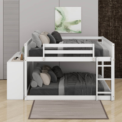 Full Over Full Bunk Bed With Drawers And Shelves
