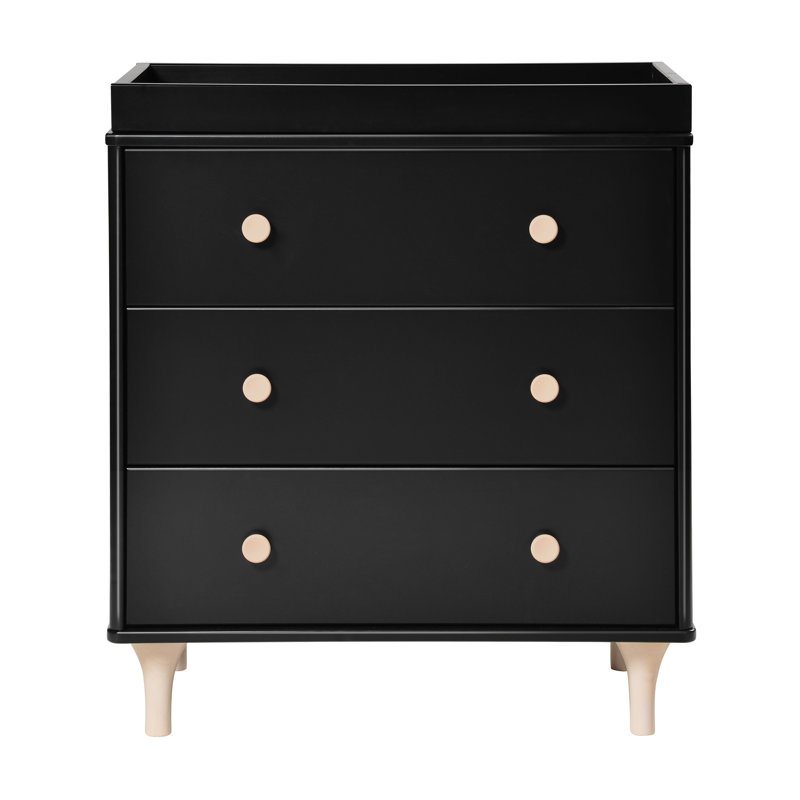 Lolly 3 Drawer Changing Table, Black/Washed Natural