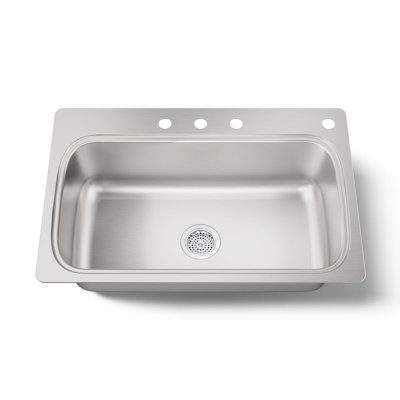 Évier de cuisine à simple cuve à montage sur le dessus L 33 po x l 22 po Verse