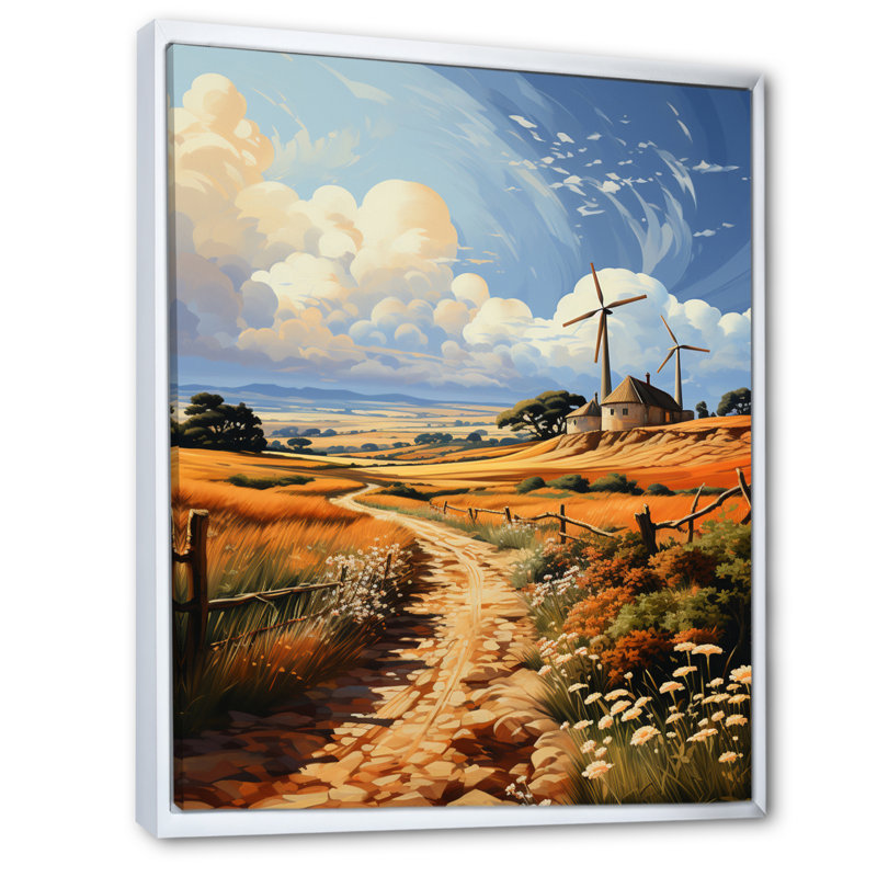 "Wind Turbines", impression sur toile encadrée, H 32 po x l 16 po x P 1 po, Cadre flottant blanc