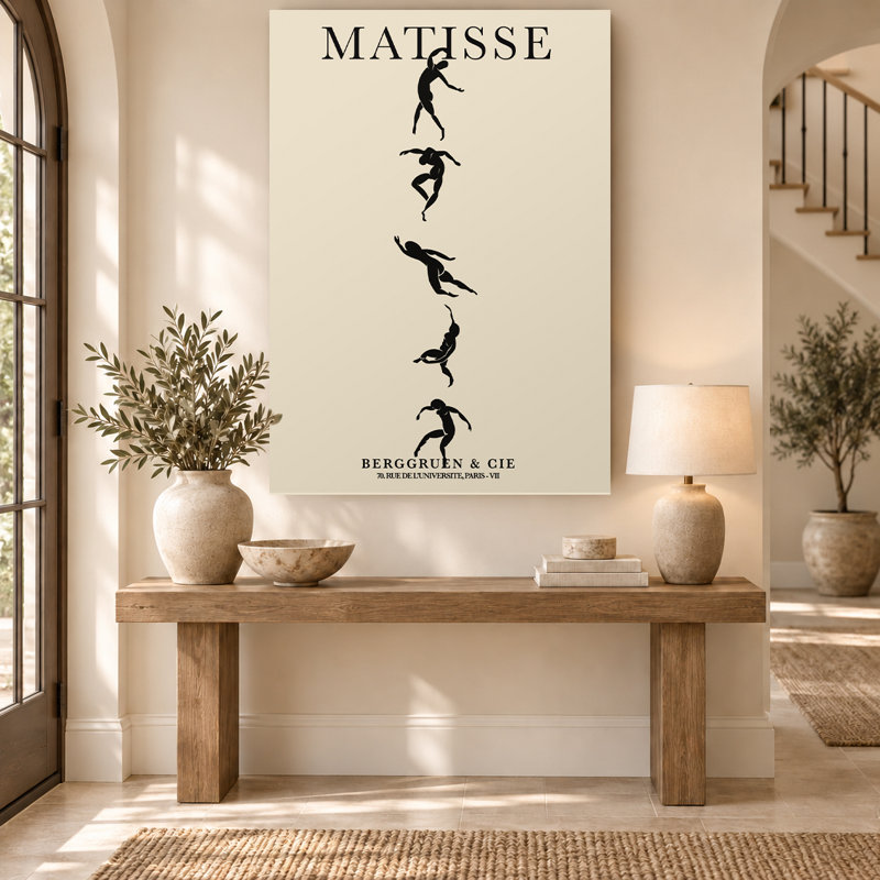 Art mural sur toile minimaliste avec figurines dansantes noires, H 30 po x l 20 po