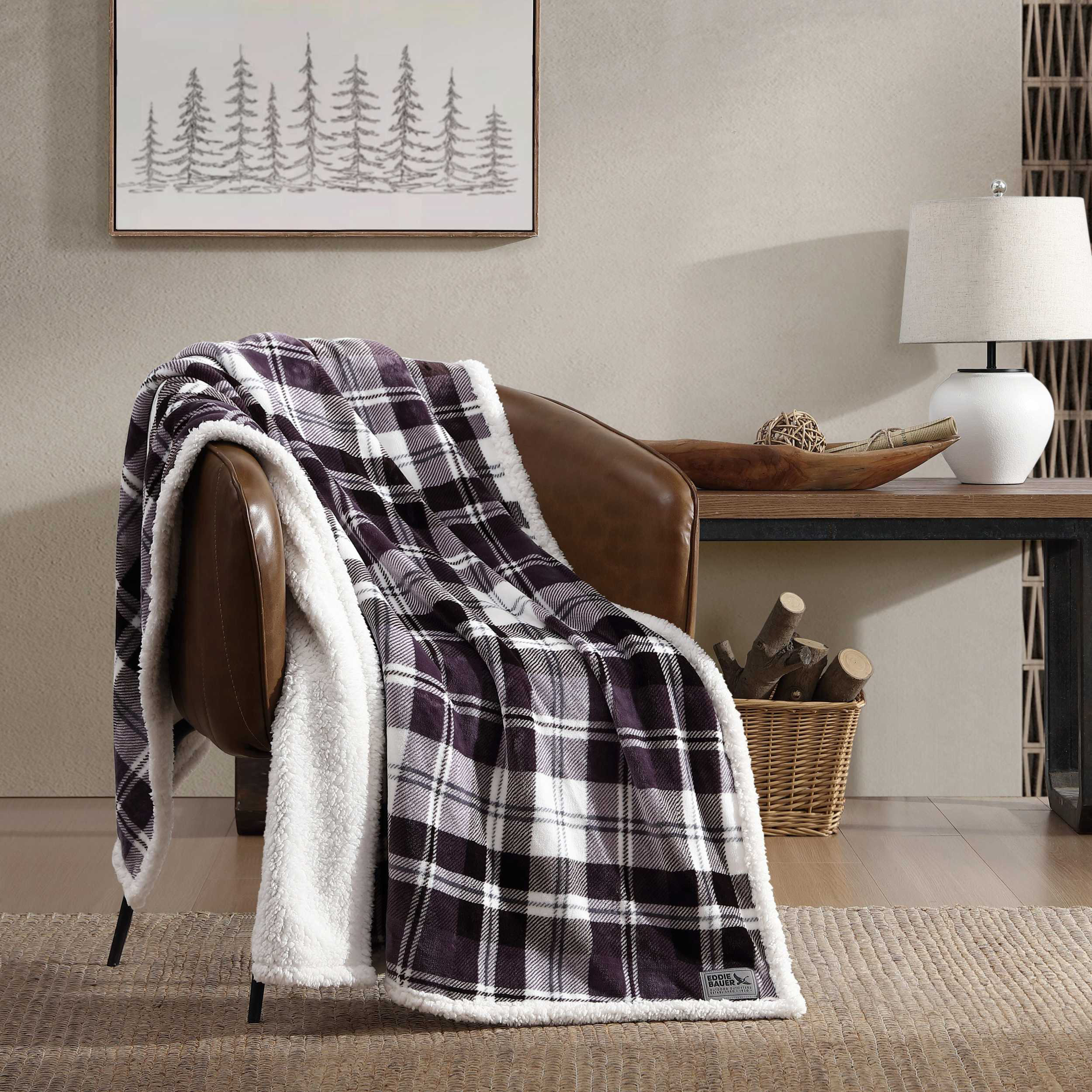 Eddie Bauer Printed Plush Fleece/Sherpa Throw Blankets & Reviews | Wayfair