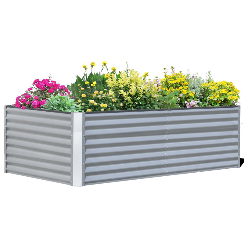 Metal Raised Garden Bed, Silver, 23.62" H X 70.87" W X 35.43" D