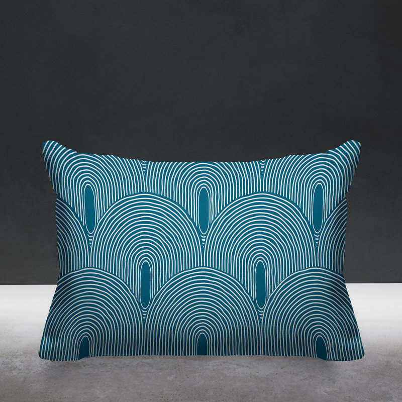 Roli Abstract Outdoor Reversible Throw Pillow, Turquoise, 14"H x 20"W