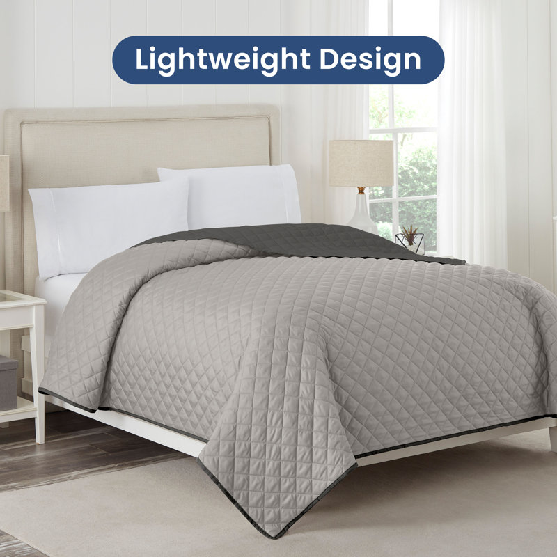 Martex Reversible Coverlet, Twin, Light Grey/Graphite