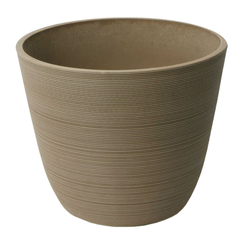 Pot de fleurs en plastique rond Cadence, Taupe