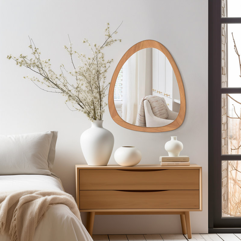 Miroir de salle de bain Doruk, 23,5 po x 19 po, Noyer