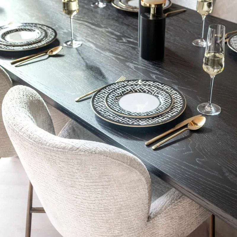 Fairmont Oval Solid Oak Dining Table, Black, 39" W x 93" L