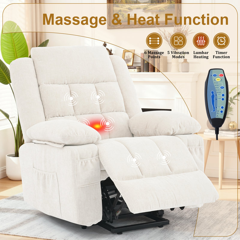 KORSER Power Lift Recliner Chairs, Recliner With Heat And Massage, Electric Recliner Chair For Elderly With Side Pockets