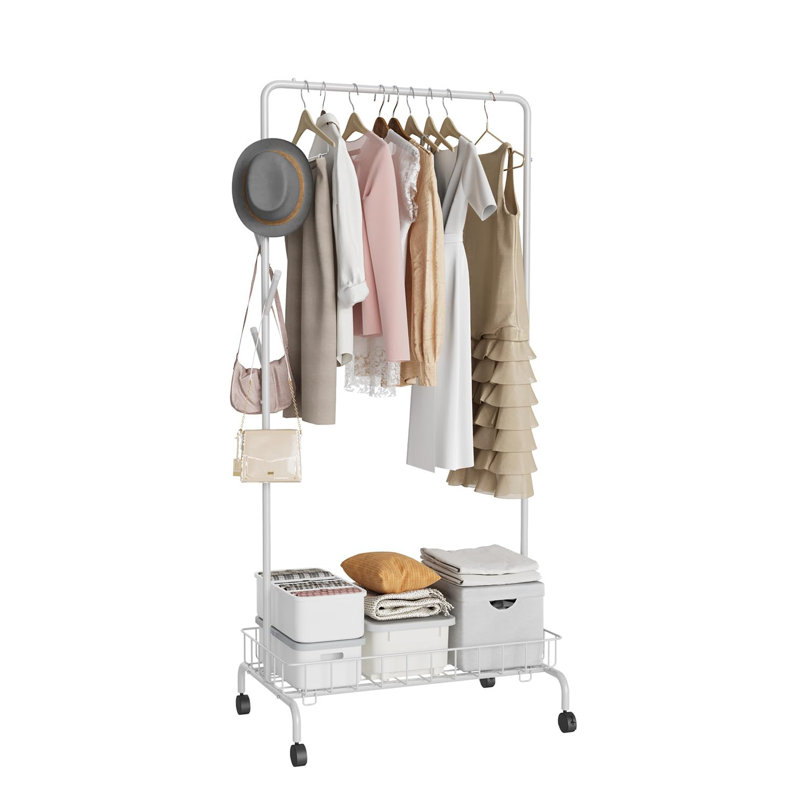 Portant à vêtements, tringle à vêtements standard, support à vêtements simple en métal roulant, organisateur de vêtements avec roues