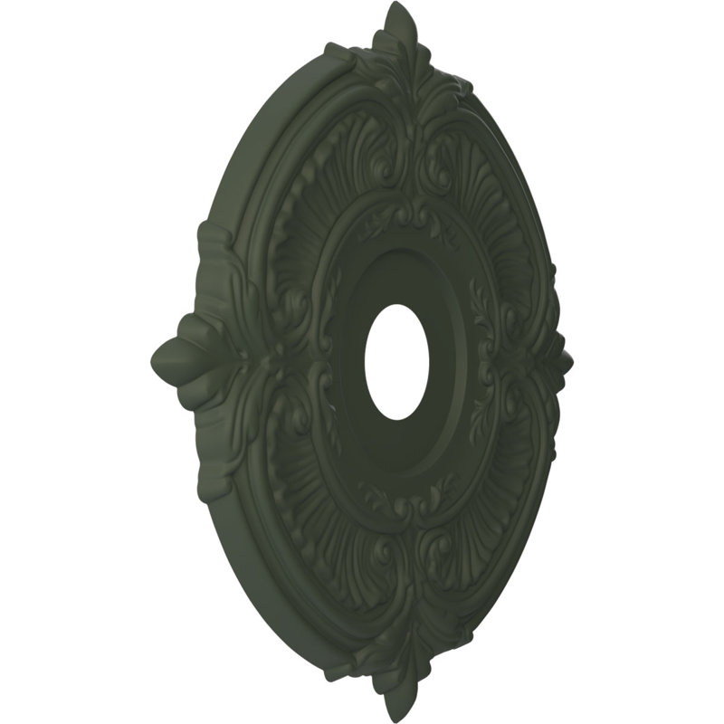 Attica Thermoformed PVC Ceiling Medallion, 19" H x 19" W x 1" D, UltraCover Satin Hunt Club Green