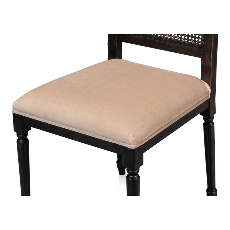 Cane Back Upholstered Dining Chair
