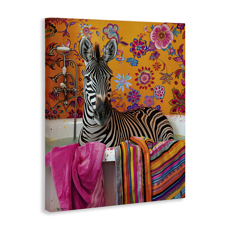 Toile zébrée avec toile à serviettes colorée, design par Momart