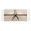 Table de salle à manger luxueuse en verre trempé 63 "avec motif en marbre blanc et pieds en métal noir - Table de cuisine moderne et élégante-823350933