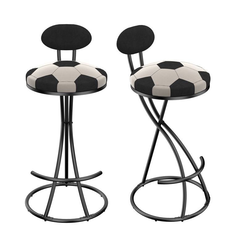 Ensemble de 2 tabourets de bar rembourrés en forme de S | Tabouret de bar en velours noir avec tabouret de bar rond 17,12 x 14,96 x 36,61 po, facile à assembler / antidérapant, pour la cuisine et le salon
