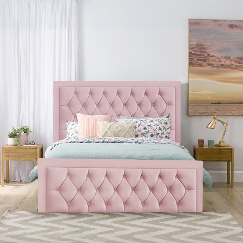 Lillias Upholstered Ottoman Storage Bed, Pink, 180 x 200 cm