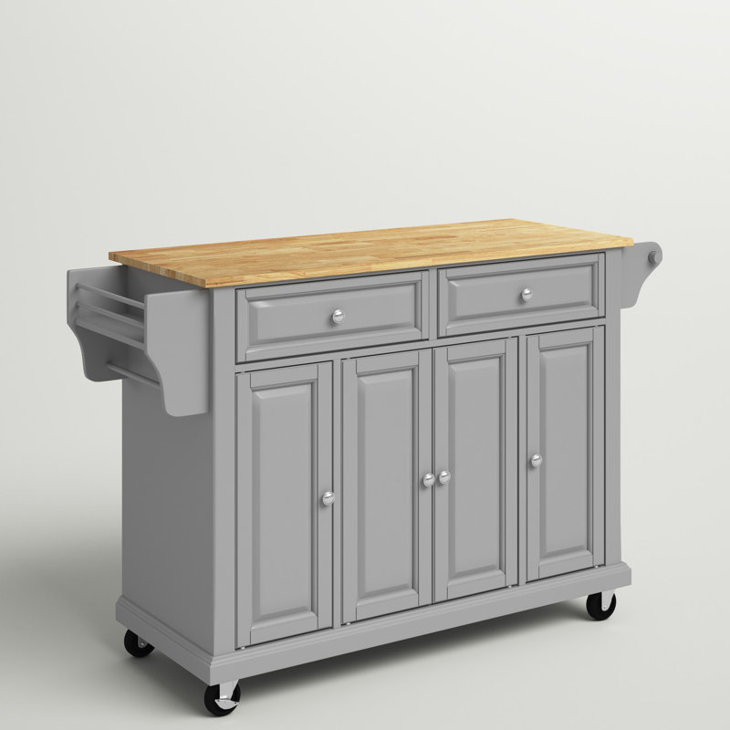 Ken Solid Wood Top Kitchen Cart, Vintage Gray