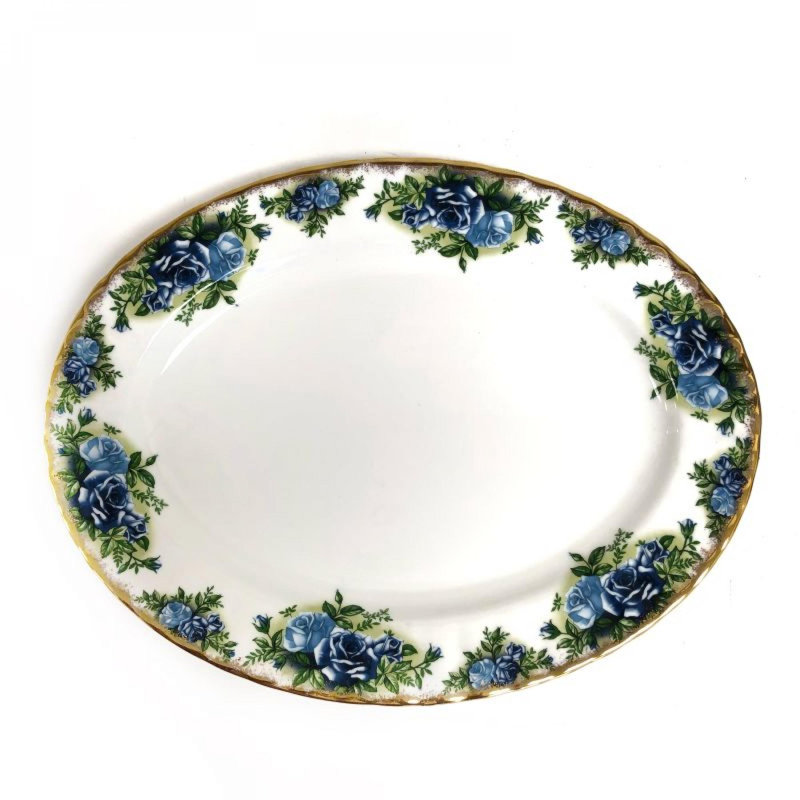 Plateau ovale clair de lune au motif rose