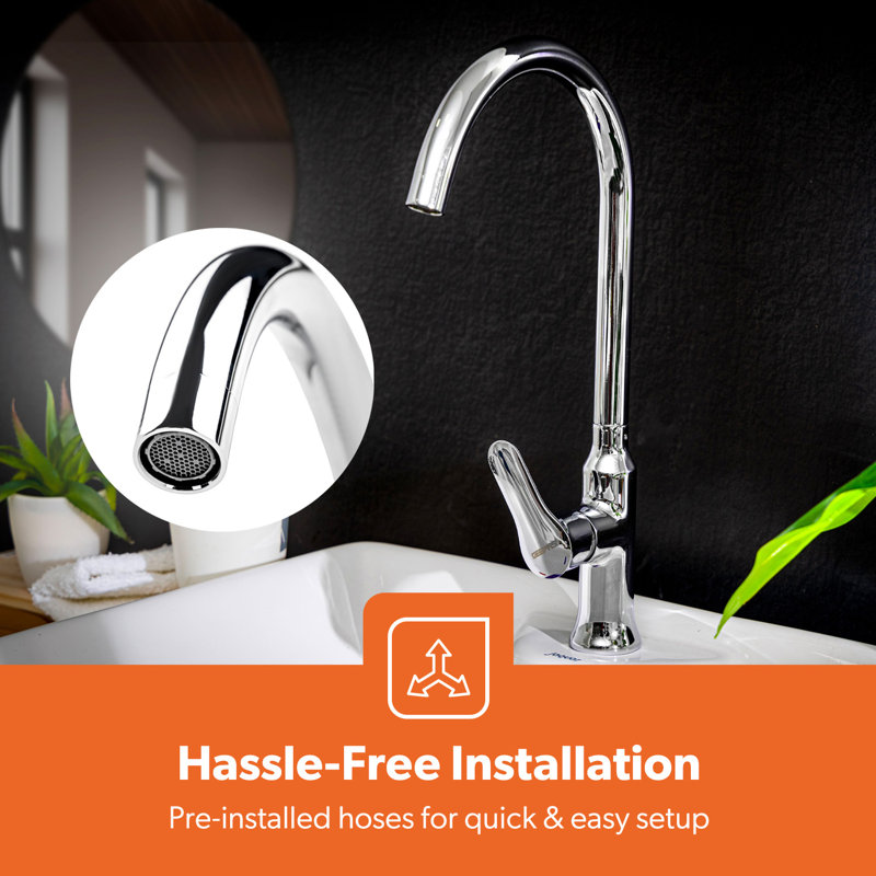 GEEPAS Kitchen Sink Tap Stainless Steel 360° Swivel Spout Single Lever Taps