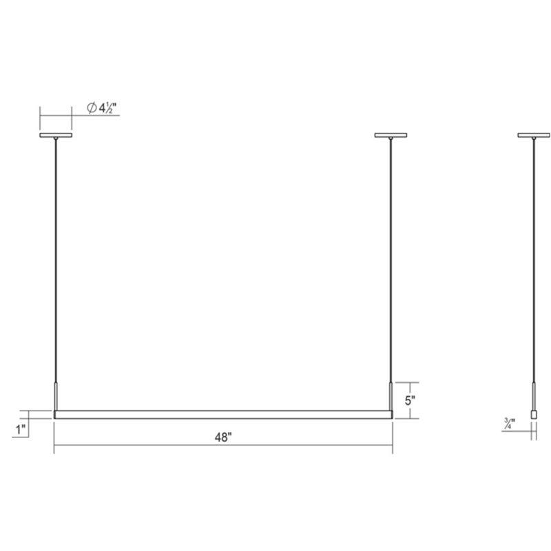 Thin-Line™ 2 - Light LED Pendant, Satin Black, 2700K, 5" H x 48" W x 0.75" D