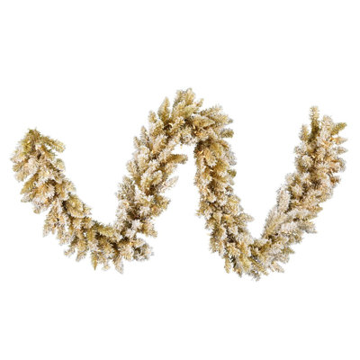 Vickerman Artificial Frosted Gold Fir Garland 108'' in. Lighted Faux Mixed Assortment Garland