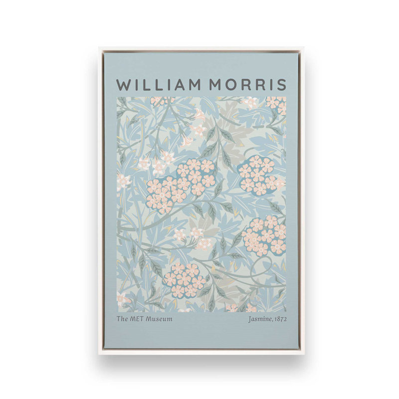 «Pale Blue Jasmine» par William Morris, reproduction sur toile dans un cadre en érable, H 12,75 po x l 8,75 po x P 1,75 po