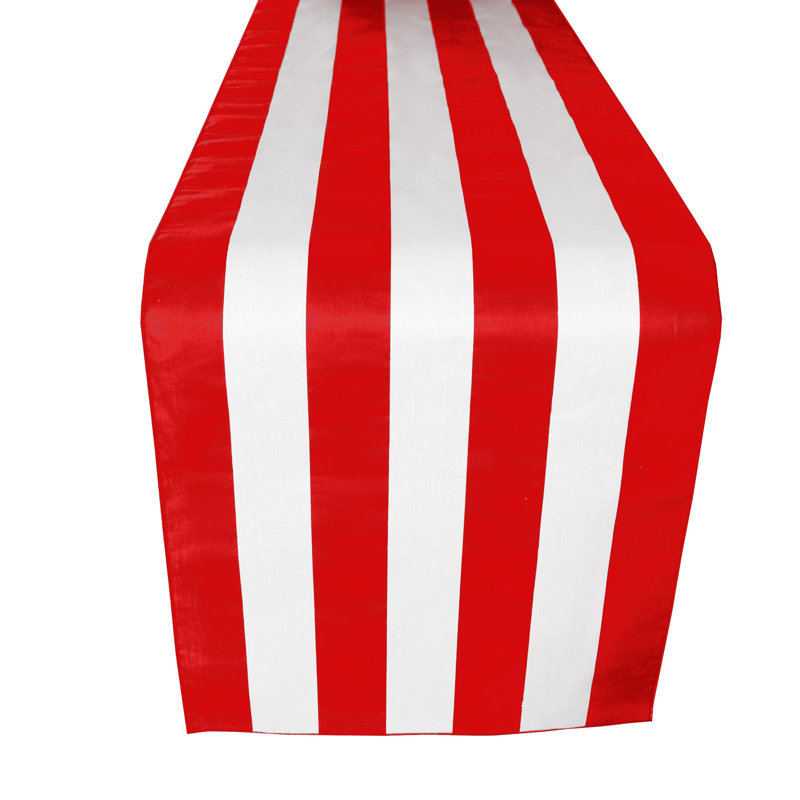 Eghard Rectangle Striped Cotton Table Runnner, 90" x 24", Red