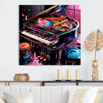 Mauve, mélodie numérique d'un piano à queue II - Piano, art mural en métal