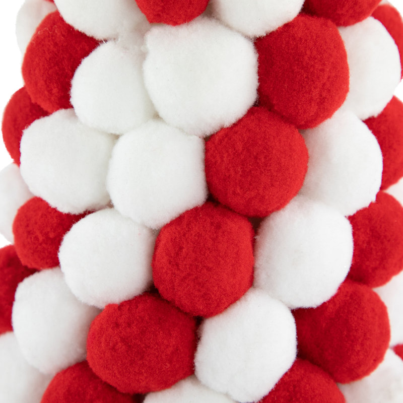 Candy Cane Pom Pom Christmas Tree Table Decoration