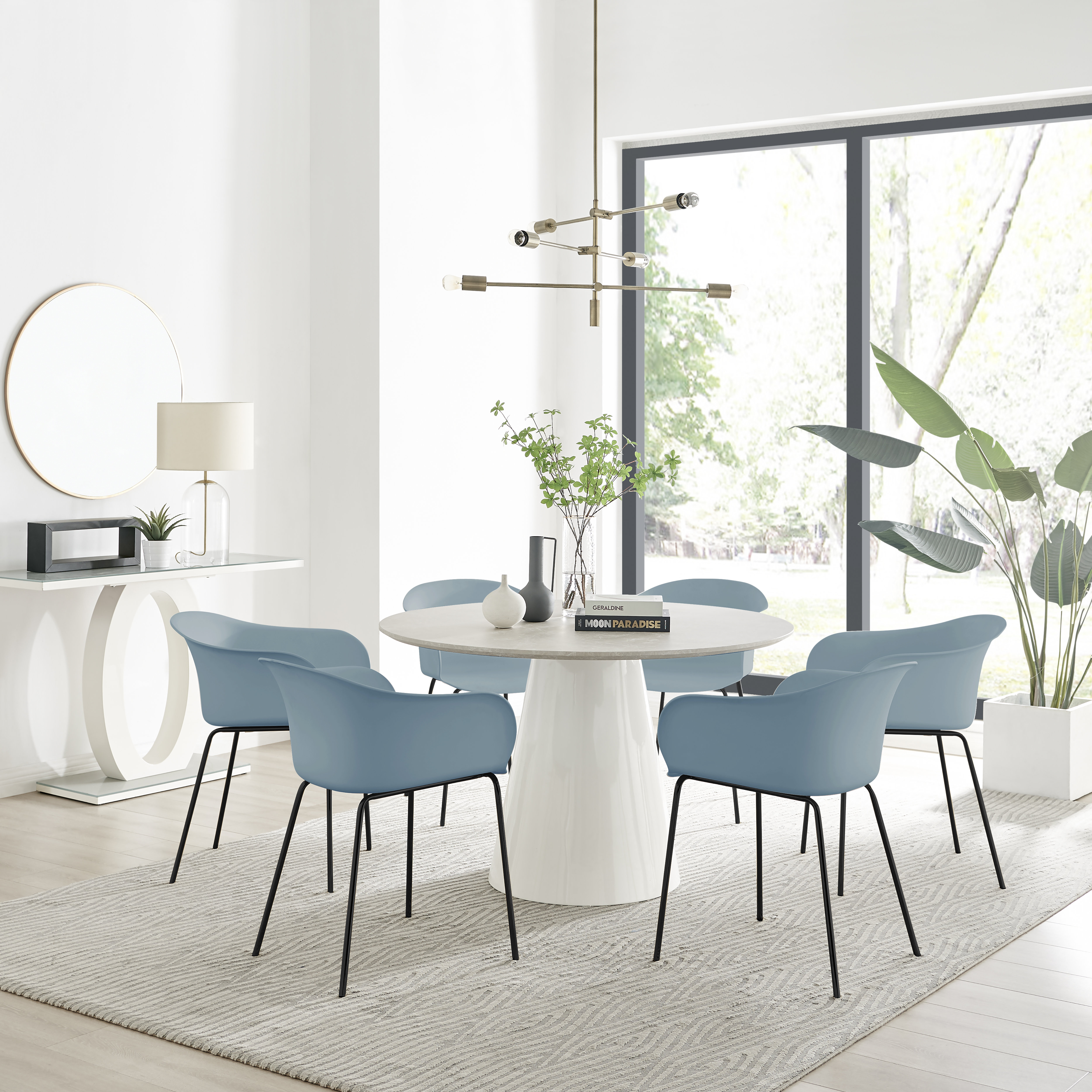 Plastic round best sale dining table set