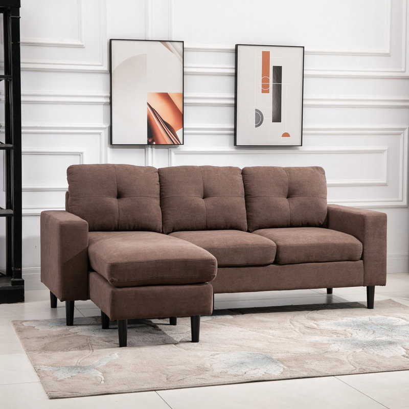 Canapé à accoudoirs encastrés 76 ", Mélange de polyester brun