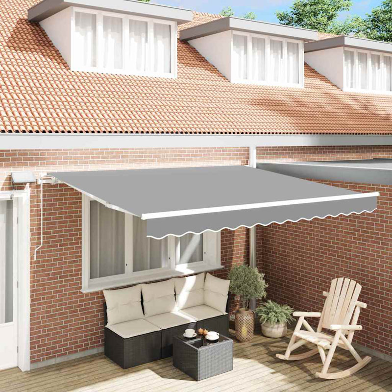VidaXL Retractable Patio Awning, White, 165cm H x 350cm W x 250cm D